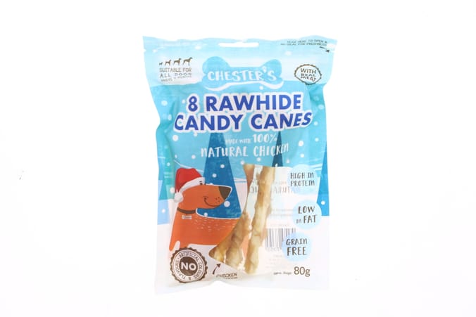 Chester's 8 Rawhide Candy Canes (Case of 12)