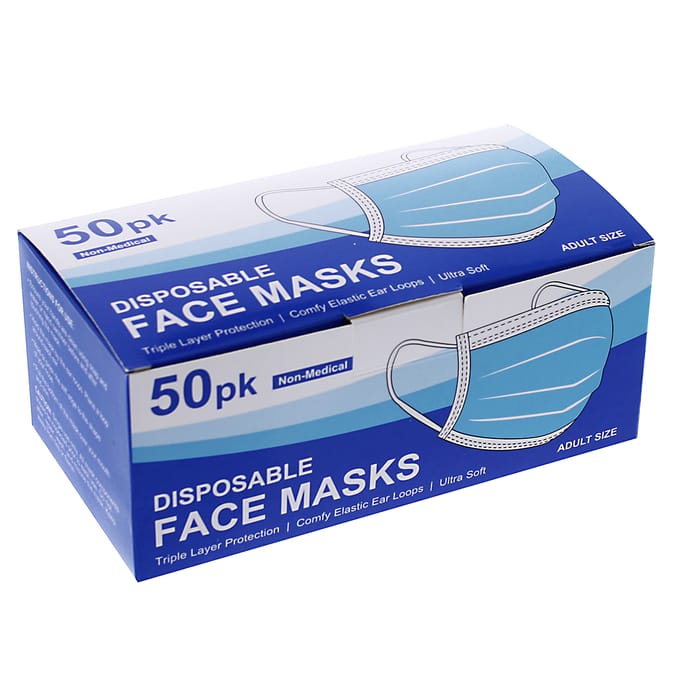 50 Adult Disposable Face Masks, Single Use, Face Masks, Coronavirus 