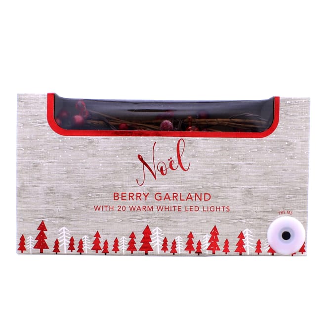 20 LED Berry Garland Red, decor, decorations, garlands, garland, xmas