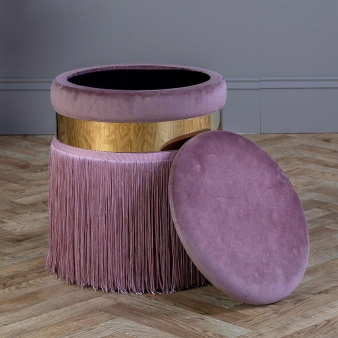 Pink 2024 fringe ottoman