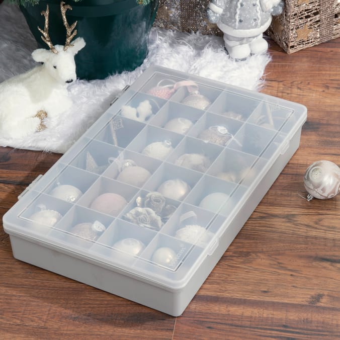 Wham 7.01 24 Divs Large Box Soft Grey, baubles storage clippable