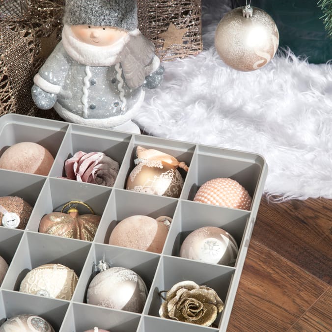 Wham 7.01 24 Divs Large Box Soft Grey, baubles storage clippable