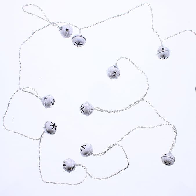 Prestige 10 LED Metal Bell String Lights Silver Home Bargains