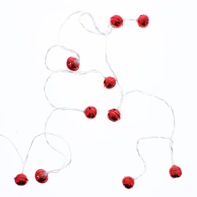Prestige 10 LED Metal Bell String Lights Red Home Bargains