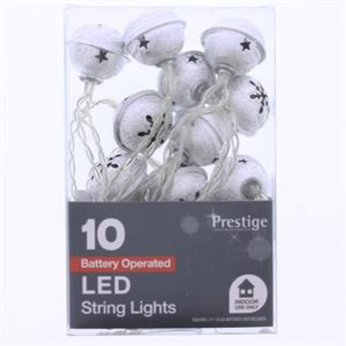 Prestige 10 LED Metal Bell String Lights Silver Home Bargains