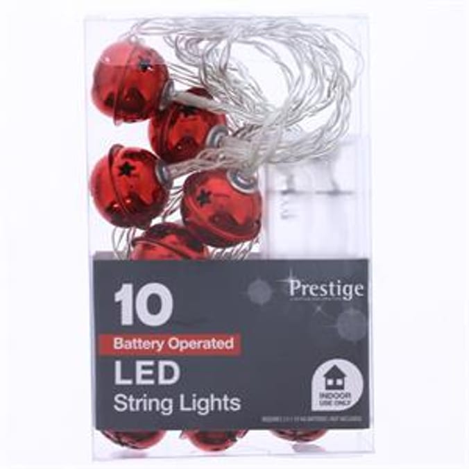 Prestige 10 LED Metal Bell String Lights Red Home Bargains