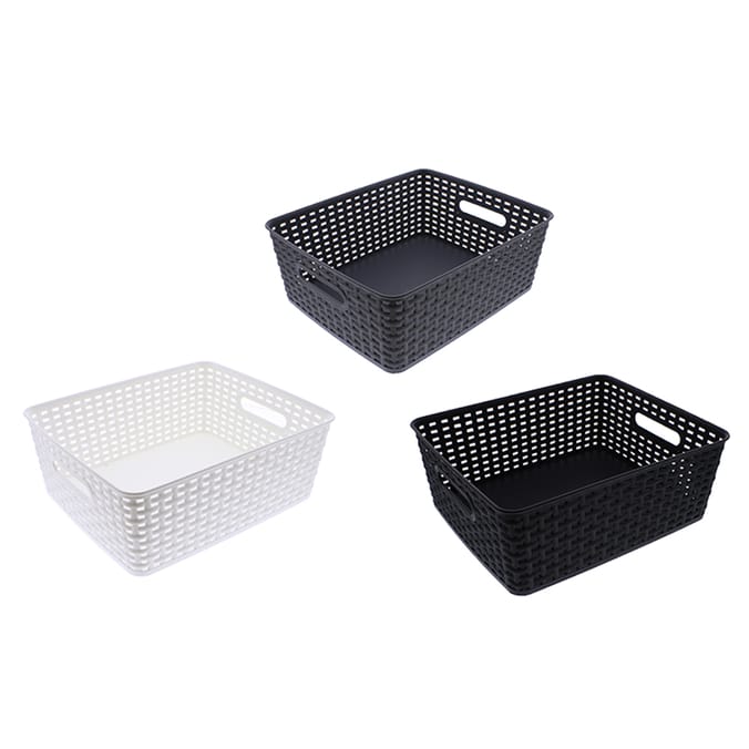 Medium Patterned Storage Basket , black, white,Grey, house, home