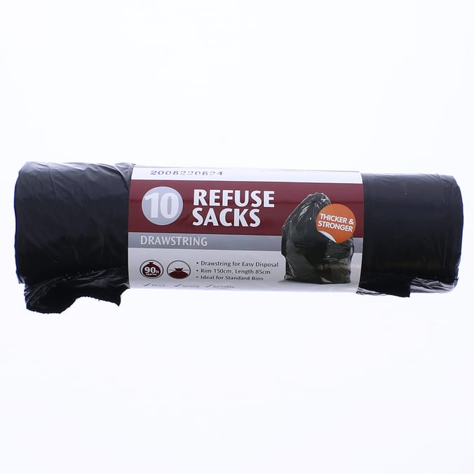 10 Drawstring Refuse Sacks (case of 5), bin, trash, rubbish, refuse