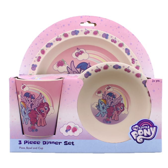 My Little Pony 3 Piece Dinner Set dinner lunch kid kids feed set dining kitchen pony Home Bargains