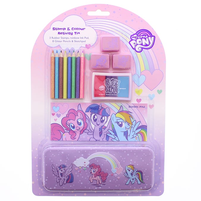 My Little Pony Stamp and Colour Activity Tin colouring activity arts and crafts imagination playing creative 10383773 Home Bargains