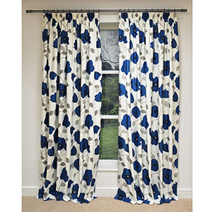 Blue Poppy Design Fully Lined Curtains Home Bargains