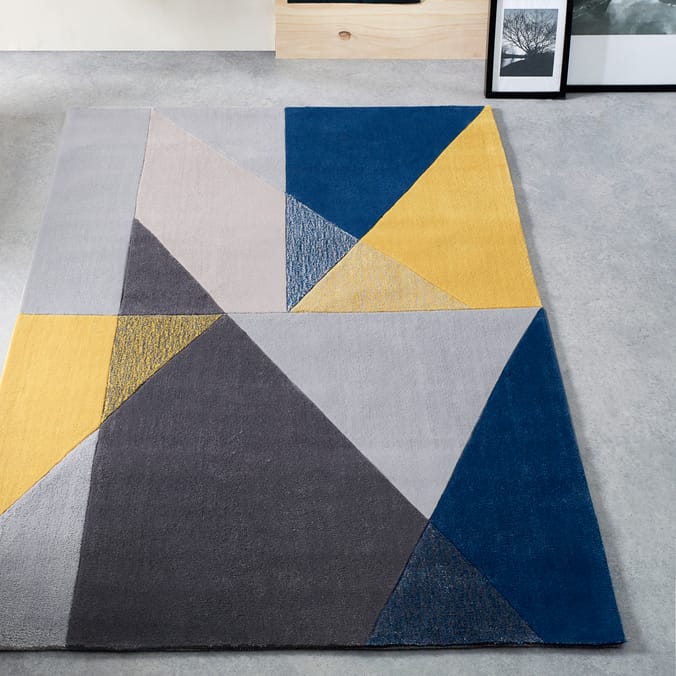 Origins Trio/Design Matters Blue/Ochre Rug , Abstract geometric design
