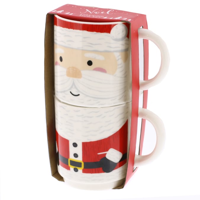 Noel Santa Stacking Mug Set, xmas, festive, novelty, christmas, Home