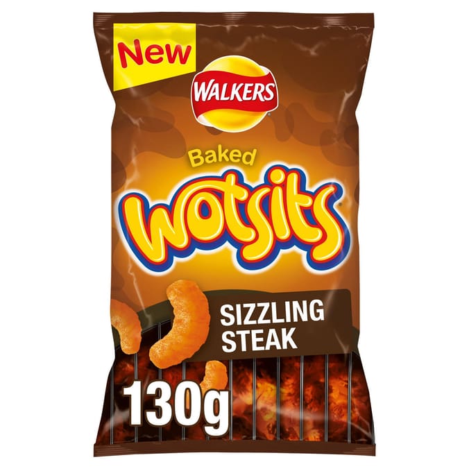Baked Wotsits Sizzling Steak 130g (Case of 12), crisp, crisps, wotsit