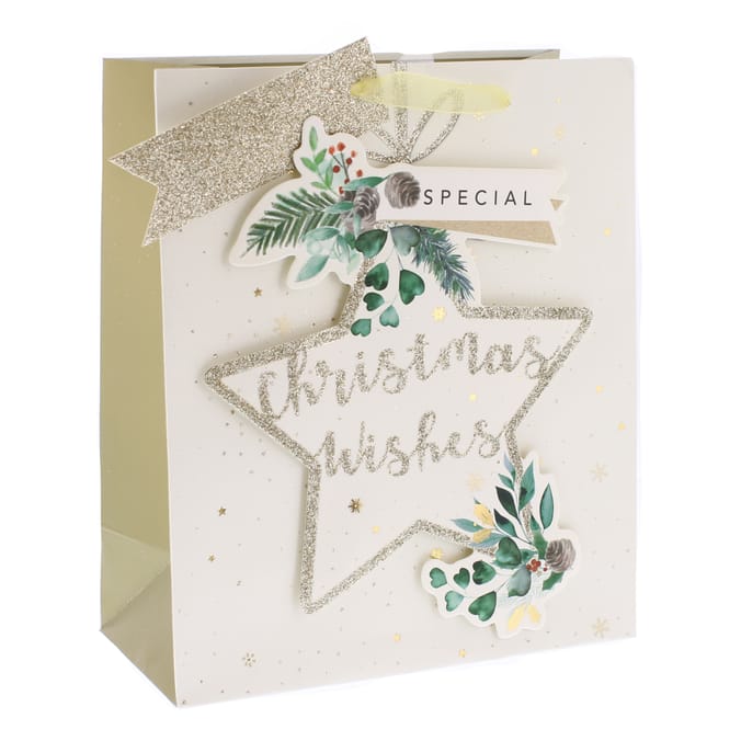 Xmas Superior Gift Bag Set of 8 - White Christmas Wishes