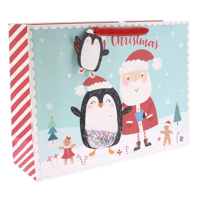 Xmas Superior Gift Bag Set of 8 - Santa & Penguin, gift bags