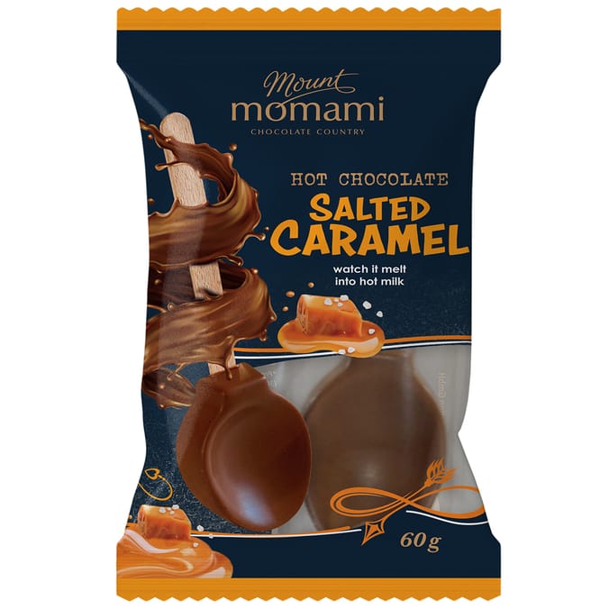 Mount Momami Hot Chocolate Salted Caramel Stirrer (Case of 14 x 60g