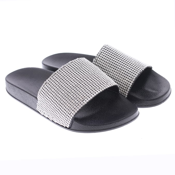 Ladies Diamante Sliders slider sliders slipper slippers