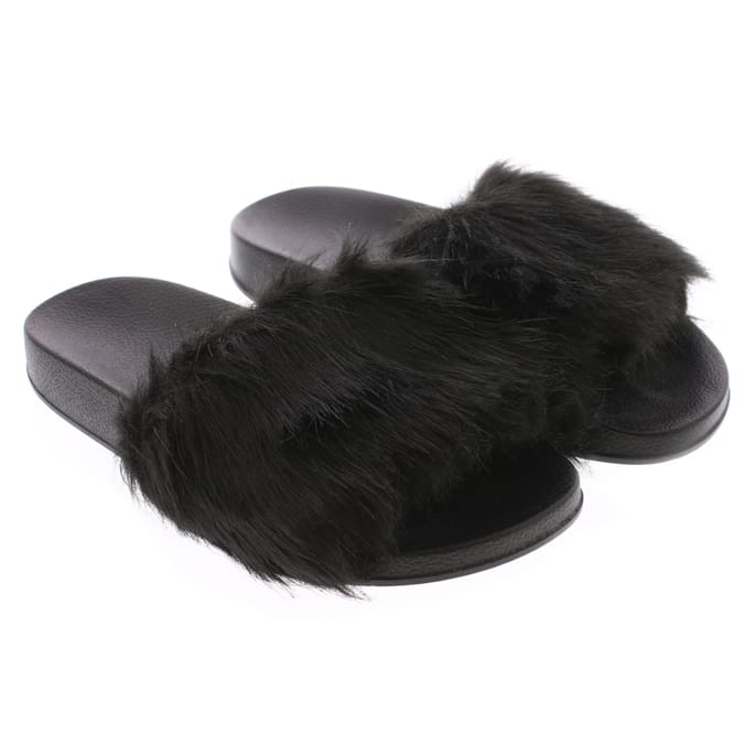 Night & Day Ladies Faux Fur Slippers, slipper, slippers, faux, fur, ladies,  women, womens, lady, slider, sliders, slides, slide