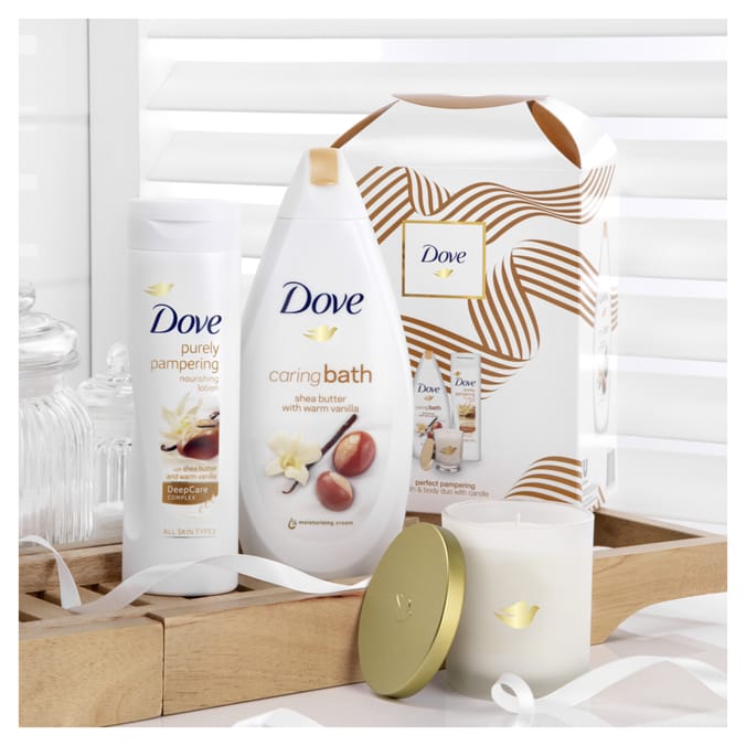 Dove Perfect Pampering Bath & Body Gift, 250ml, candle, vanilla, shea