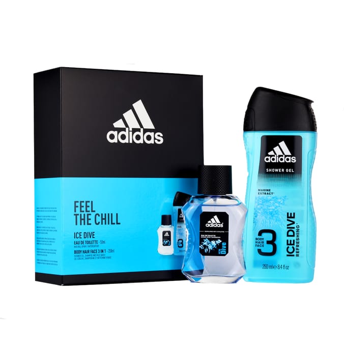 Adidas Ice Dive Gift Set mens sport active men man boys boy lads edt aftershave fragrance Home Bargains