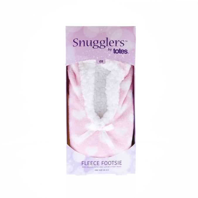 Snugglers by Totes Women's Fleece Footsie Slippers Red Home Bargains