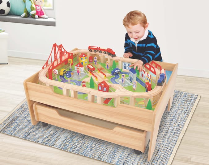 Wooden Deluxe 100 Piece Train Table