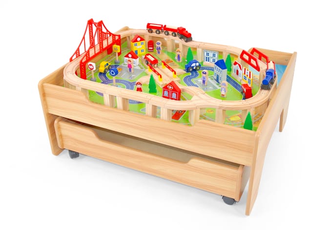 Wooden Deluxe 100 Piece Train Table