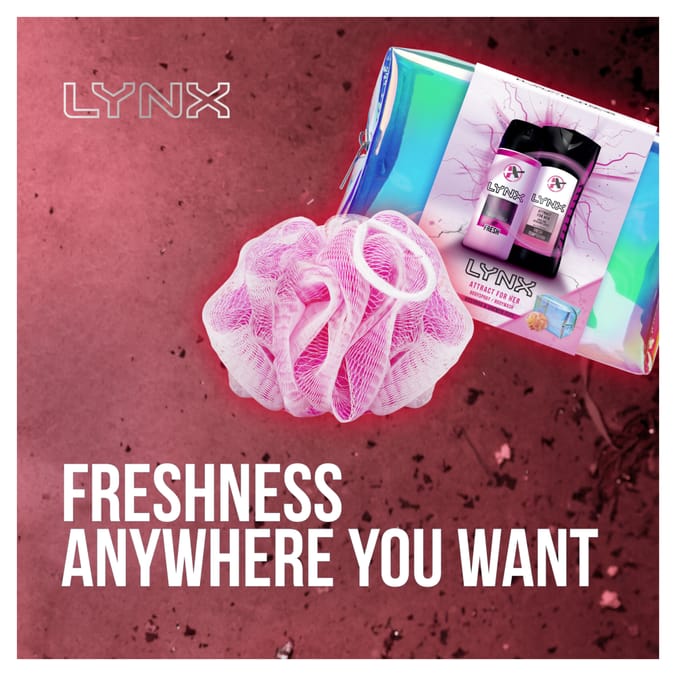 Lynx Attract For Her Holographic Washbag & Shower Puff