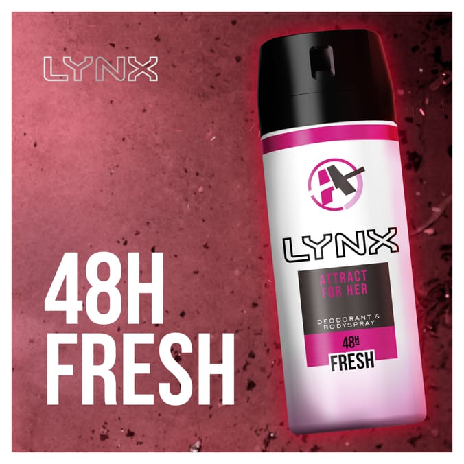 Lynx Attract For Her Holographic Washbag & Shower Puff, body, spray