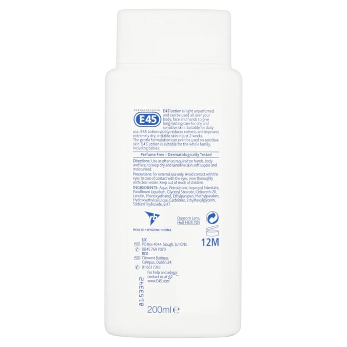 Dermatological E45 Moisturising Lotion, moisturiser, moisturizer Home Bargains