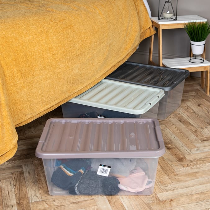 Shades 6 x 45 Litre Clear Plastic Storage Boxes see through pastel