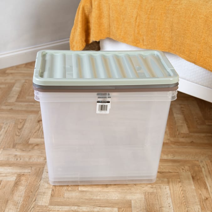 Home Utility X 32 Litre Plastic Storage Box Lid Clear See