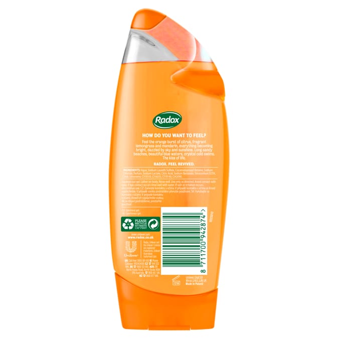 Radox Feel Revived Shower Gel 250ml (Case of 6), shower, bath, wash