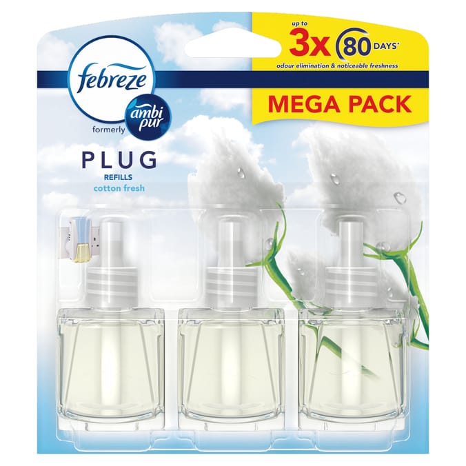 Febreze Air Freshener PlugIn Refill Cotton Fresh 3x20ml, air