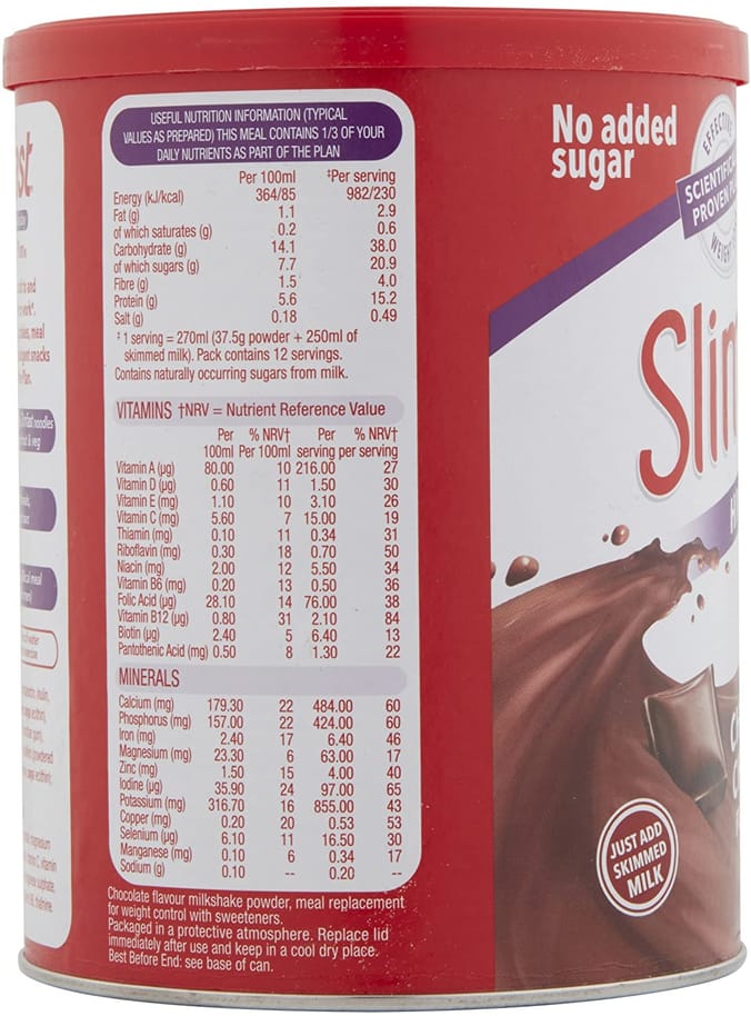 Slimfast High Protein Shake Powder 375g Chunky Chocolate Home Bargains