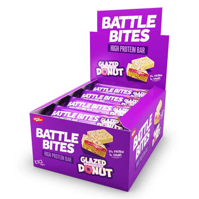 Battle Bites High Protein Bar 62g Glazed Sprinkled Donut (Case Of 12) fitness nutrition sport