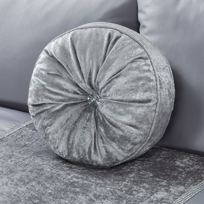 Round crushed velvet store cushion