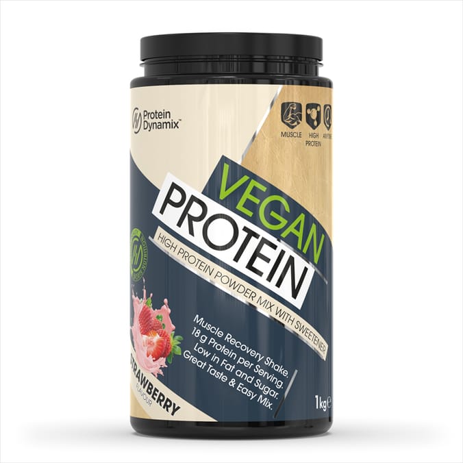 rotein Dynamix Vegan High Protein Powder 1kg Strawberry, Protein Powder, Protein Shake