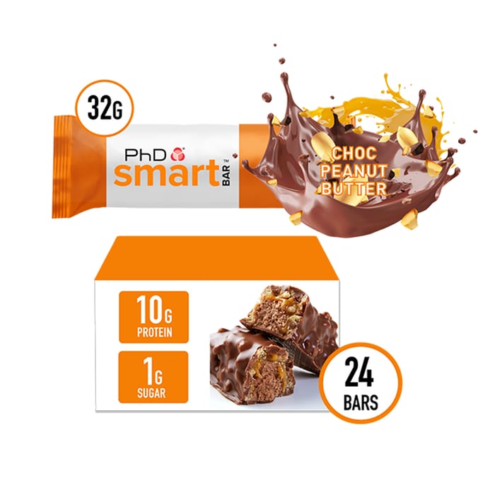PhD Smart High Protein Low Sugar Bar Choc Peanut Butter (24 x 32g) Home Bargains