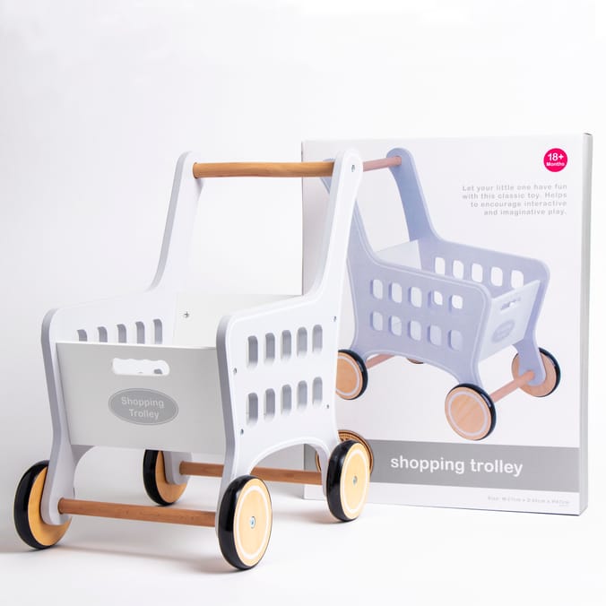 Kids wooden shopping trolley online