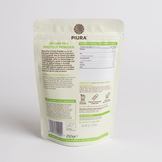 Piura Vegan Pea Protein Powder 250g vegan organic bodybuilding weights