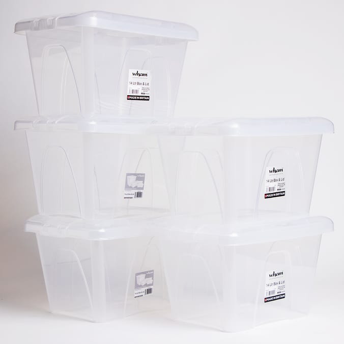 Wham Home Storage Box & Lid - Clear (5 X 14Litre)