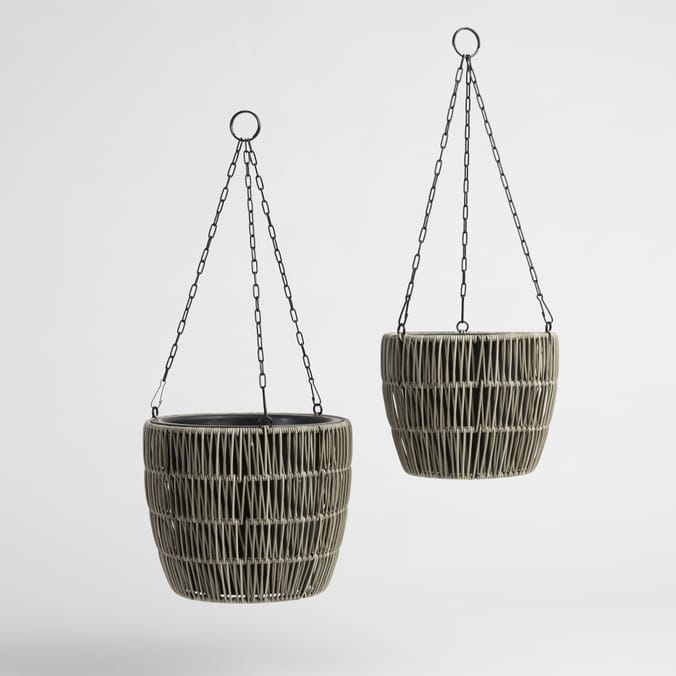 Small/Large Rattan Hanging Planter Set, outdoor, garden, patio, bracket