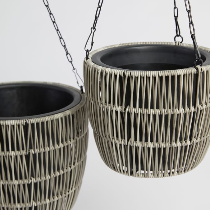 Small/Large Rattan Hanging Planter Set, outdoor, garden, patio, bracket