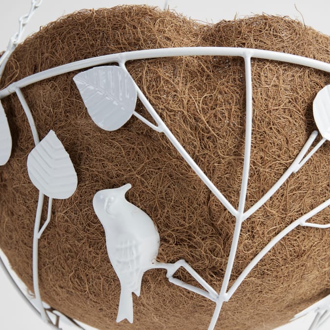 Jardin 2 Bird Design Hanging Baskets 14" White, garden, gardens