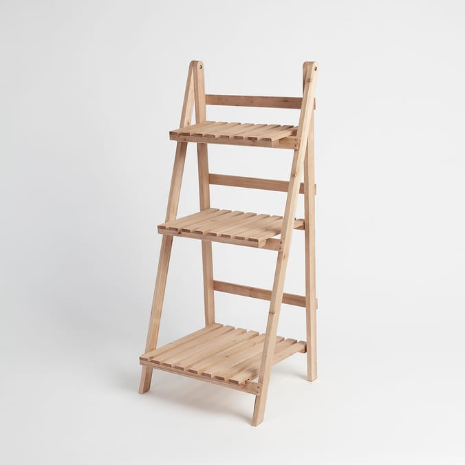 Jardin 3 Tier Wooden Ladder Planter Stand Natural, Wooden Ladder
