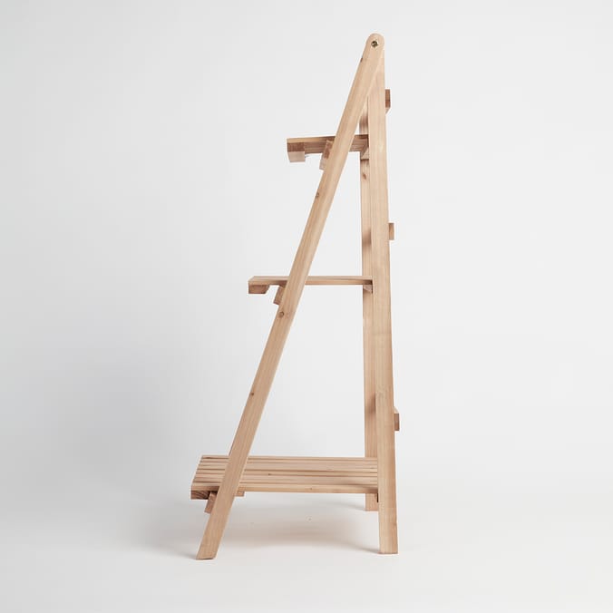 Jardin 3 Tier Wooden Ladder Planter Stand Natural, Wooden Ladder