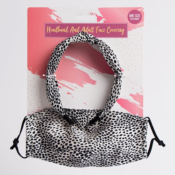 Headband & Adult Face Covering - Black & White