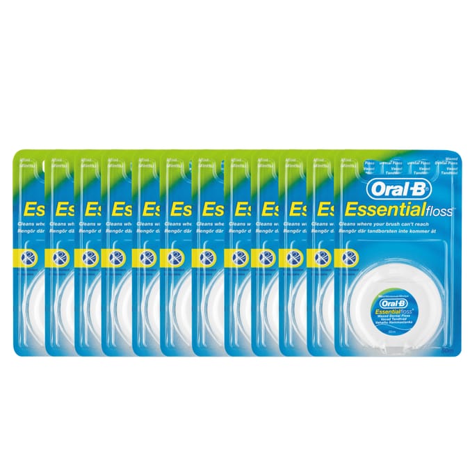 OralB Essential Dental Floss Mint Flavour (12 x 50 Meters) Home Bargains